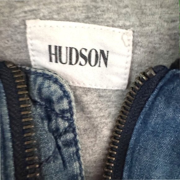 HUDSON Girls Chambray Denim Floral Rose Embroidered Bomber Boho Moto Jacket S 6 - Picture 3 of 6